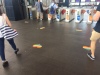 Decorations for Mardi Gras at Newtown Station, surely put there by the transit authority.